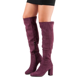 Filippo Stivali bordeaux con tacco alto rosso 1