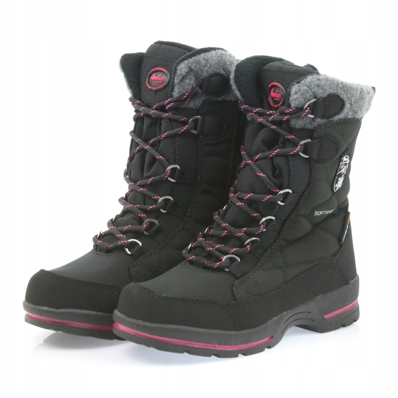 American Club Stivali da neve softshell neri con membrana americana SN19/20 nero rosa grigio 3