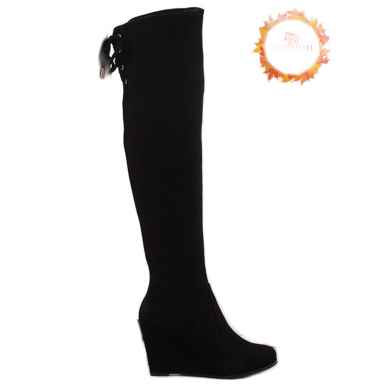 Stivali con zeppa neri LB-263 nero 1