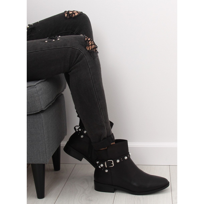 Stivaletti Chelsea neri con perle 8996 Black nero 1