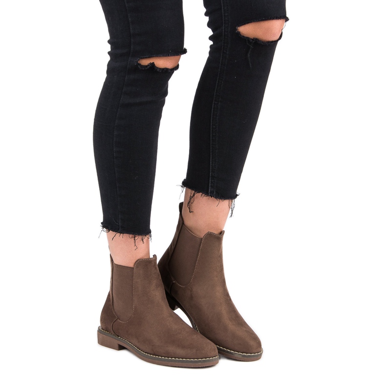 Super Mode Stivaletti Chelsea in pelle scamosciata color kaki cachi 1