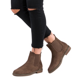 Super Mode Stivaletti Chelsea in pelle scamosciata color kaki cachi 2