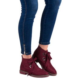 Super Mode Stivali stringati in camoscio rosso 1