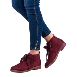 Super Mode Stivali stringati in camoscio rosso 2