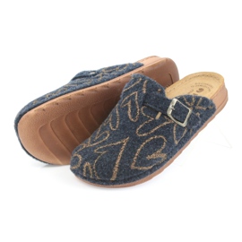 Pantofole in feltro Inblu UA033 cuori dorati blu navy d'oro 4