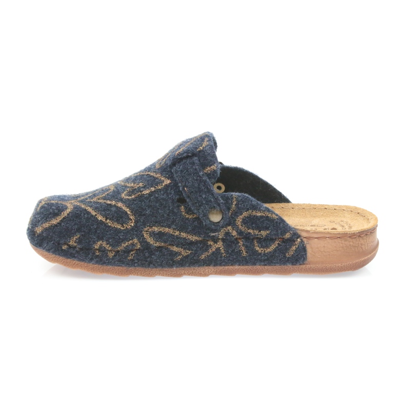 Pantofole in feltro Inblu UA033 cuori dorati blu navy d'oro 2