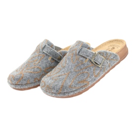 Pantofole in feltro Inblu UA033 cuori dorati grigio giallo 3