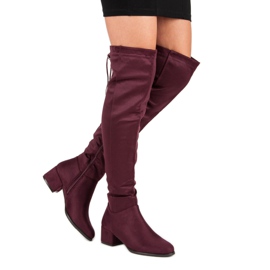 Queentina Stivali in camoscio bordeaux multicolore rosso 1