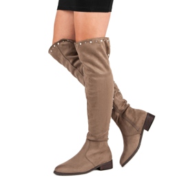 Cm Paris Stivali alti con perline marrone 1