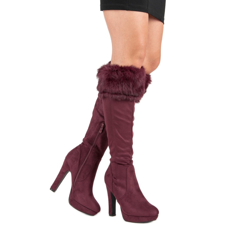 Super Me Stivaletti in camoscio con pelliccia multicolore rosso 1
