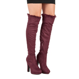 Super Me Stivaletti in camoscio con pelliccia multicolore rosso 2