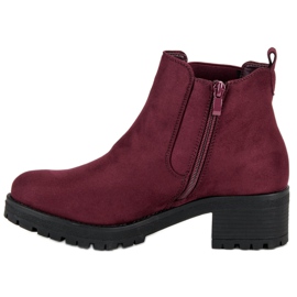 Ideal Shoes Stivaletti Chelsea bordeaux con tacco alto rosso 1