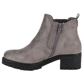 Ideal Shoes Stivaletti Chelsea grigi su tacco piatto grigio 1