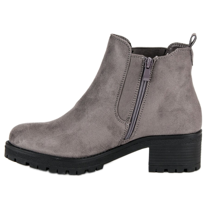 Ideal Shoes Stivaletti Chelsea grigi su tacco piatto grigio 1