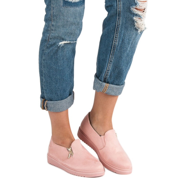 Slip in pelle scamosciata rosa 1