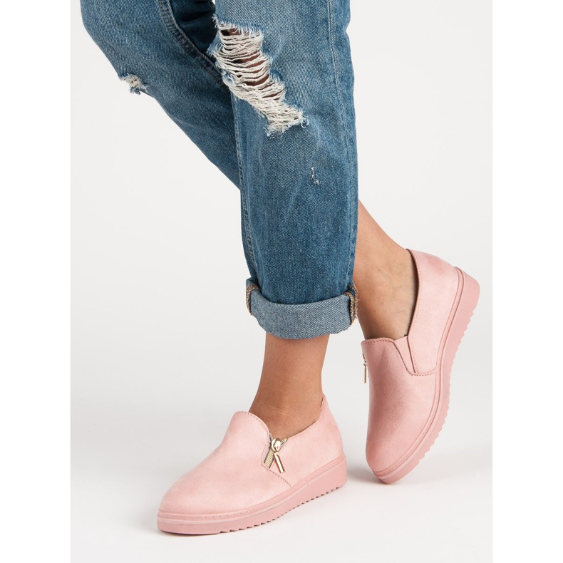 Slip in pelle scamosciata rosa 2