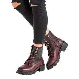 Ideal Shoes Lavoratori allacciati sulla piattaforma multicolore rosso 2