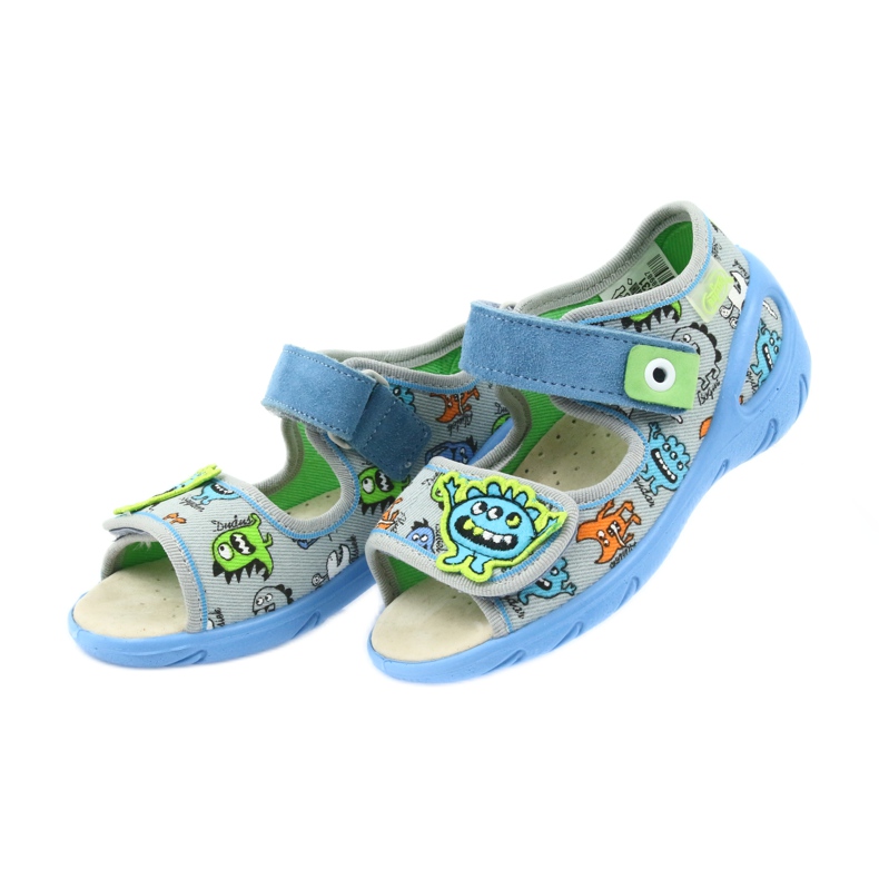 Scarpe per bambini Befado pu 433P031 pantofole blu grigio 4