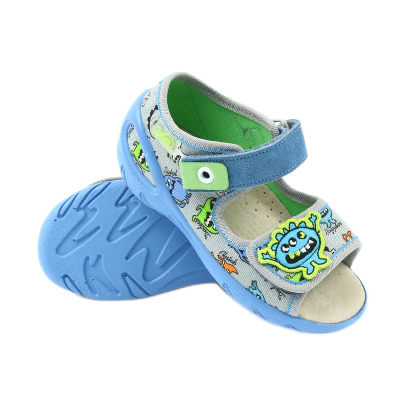 Scarpe per bambini Befado pu 433P031 pantofole blu grigio 3