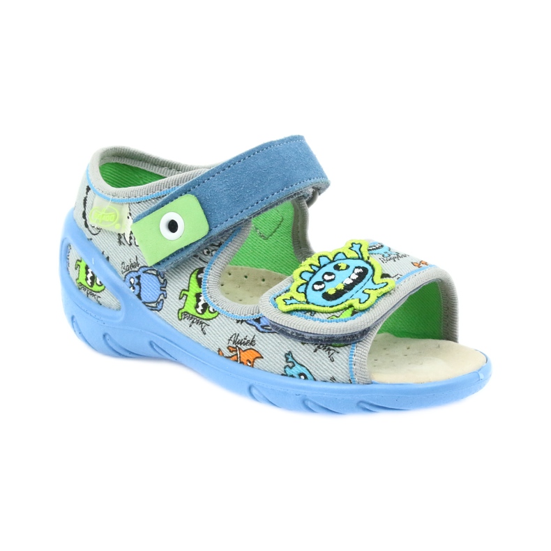 Scarpe per bambini Befado pu 433P031 pantofole blu grigio 1