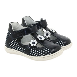 Ballerine da bambina in pelle con pois bianchi 267 RenBut blu 4