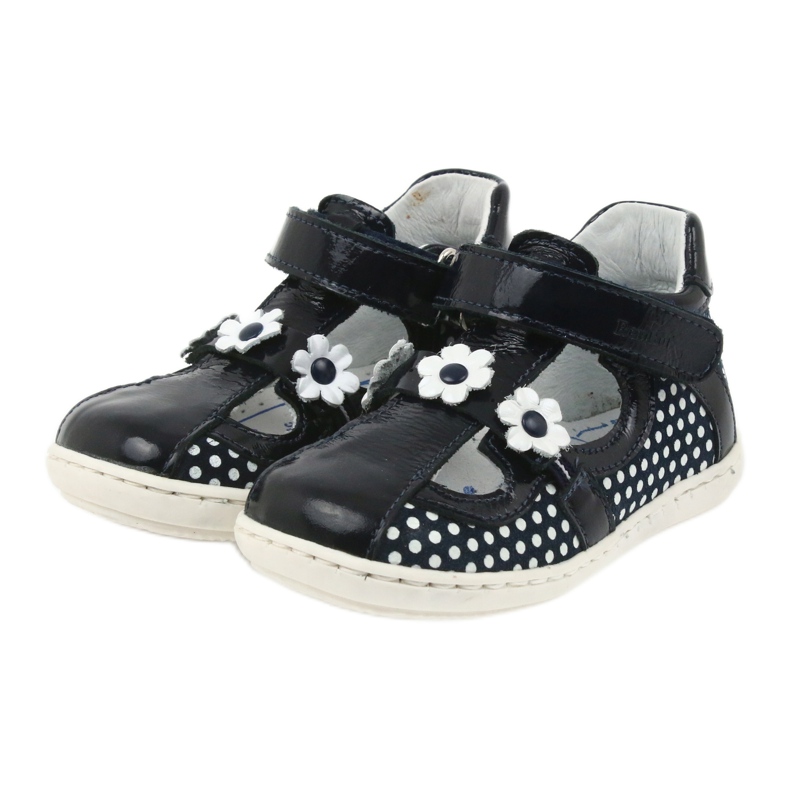 Ballerine da bambina in pelle con pois bianchi 267 RenBut blu 3
