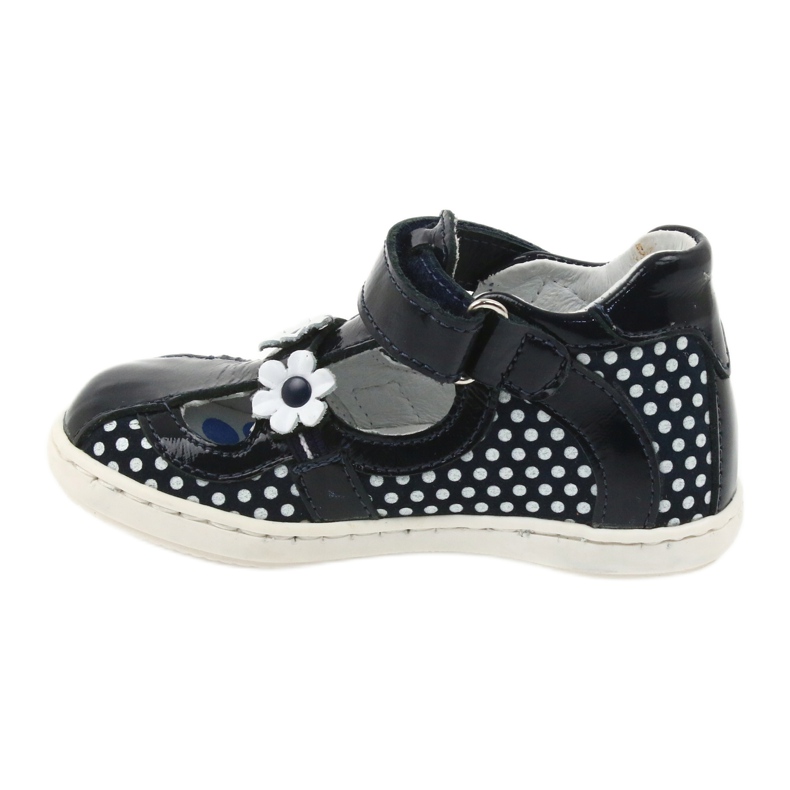 Ballerine da bambina in pelle con pois bianchi 267 RenBut blu 2
