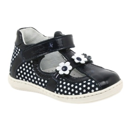 Ballerine da bambina in pelle con pois bianchi 267 RenBut blu 1