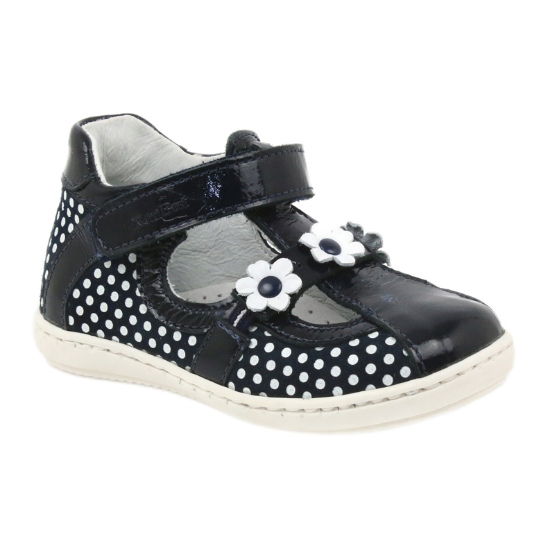 Ballerine da bambina in pelle con pois bianchi 267 RenBut blu 1
