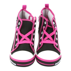 American Club Scarpe da bambino sneakers nere con cerniera American TEN13 nero blu rosa 4