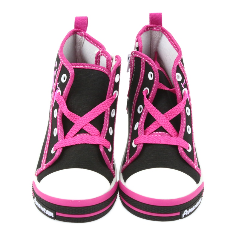 American Club Scarpe da bambino sneakers nere con cerniera American TEN13 nero blu rosa 4