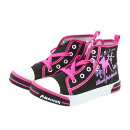 American Club Scarpe da bambino sneakers nere con cerniera American TEN13 nero blu rosa 3