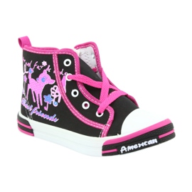 American Club Scarpe da bambino sneakers nere con cerniera American TEN13 nero blu rosa 1