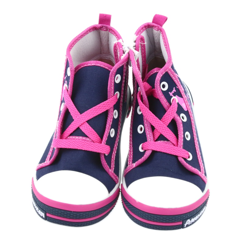 American Club Sneakers blu navy americane TEN13 con cerniera rosa 4