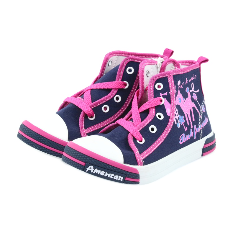 American Club Sneakers blu navy americane TEN13 con cerniera rosa 3