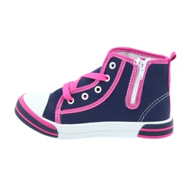 American Club Sneakers blu navy americane TEN13 con cerniera rosa 2