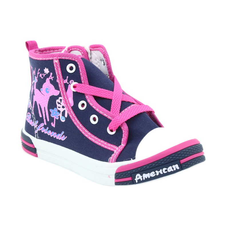 American Club Sneakers blu navy americane TEN13 con cerniera rosa 1