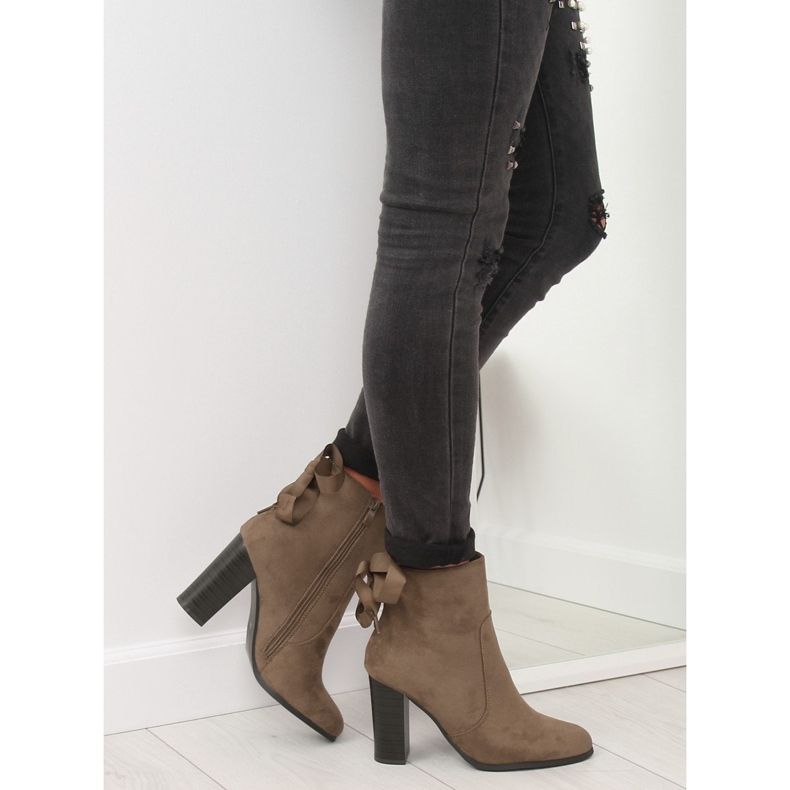 Stivali marroni con tacco alto 1331 Khaki beige 1