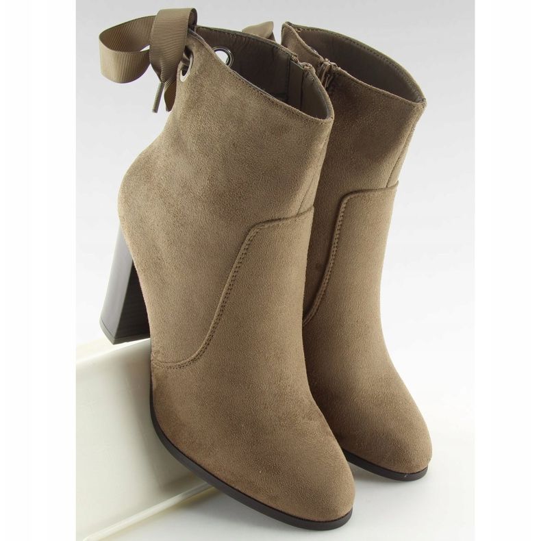 Stivali marroni con tacco alto 1331 Khaki beige 2
