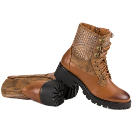 Ideal Shoes Lavoratori allacciati sulla piattaforma marrone 1