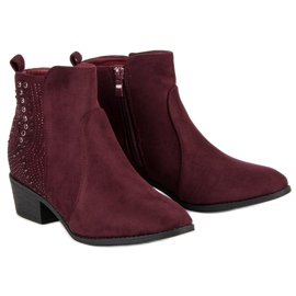 Nio Nio Stivali bordeaux con cristalli rosso 1