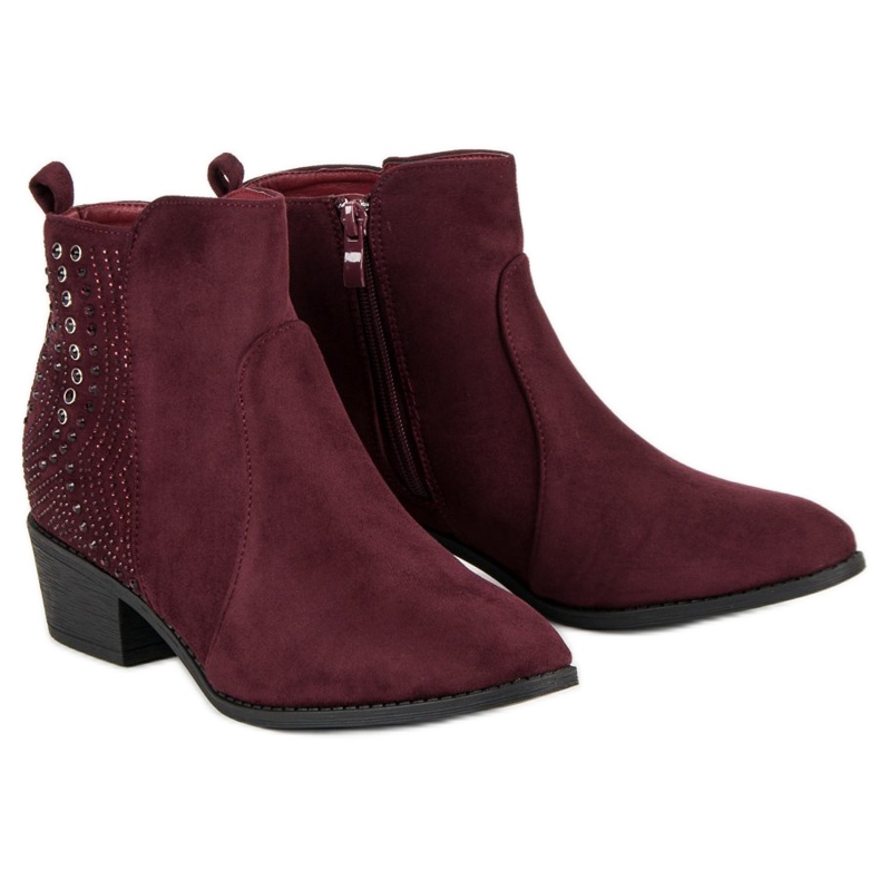 Nio Nio Stivali bordeaux con cristalli rosso 1