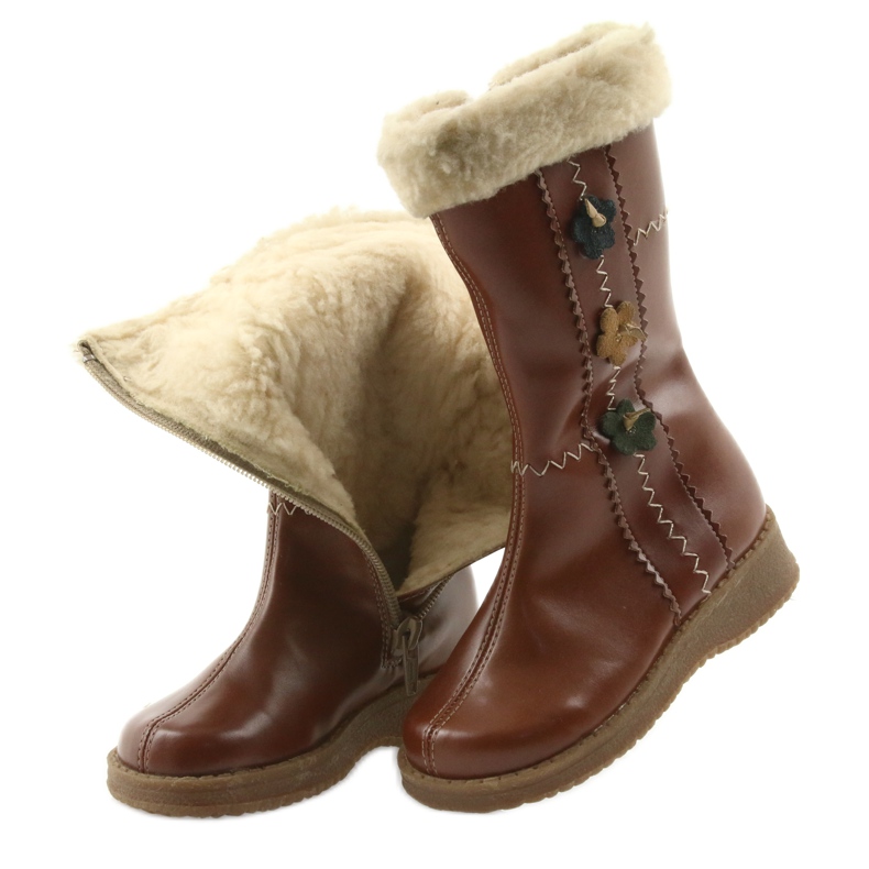 Zawadka Stivali da bambina con pelliccia Zawatka marrone 4