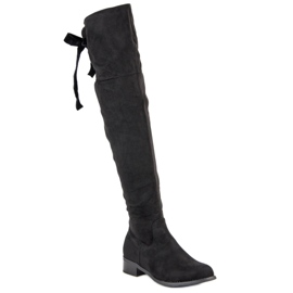 Queen Vivi Stivali alla coscia in pelle scamosciata nero 1