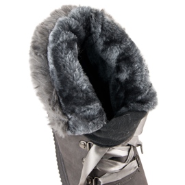 Stivali da neve grigi con pelliccia grigio 1