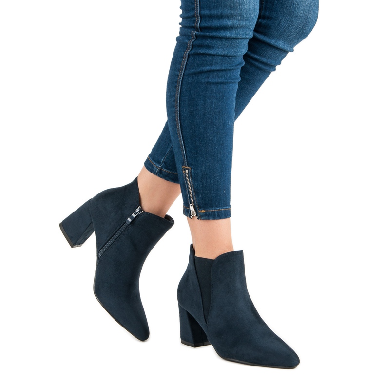 Belle Women Stivaletti in pelle scamosciata su un bar blu 2