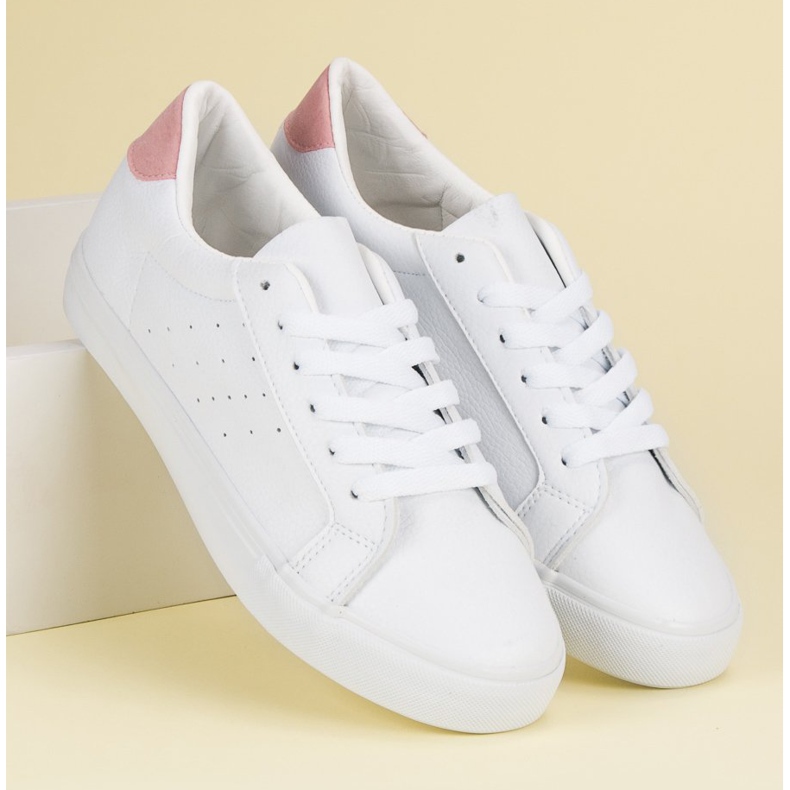 Scarpe sportive bianche bianca rosa 2