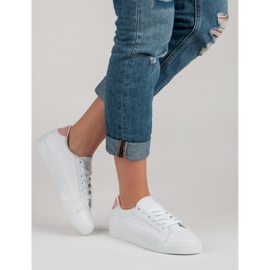 Scarpe sportive bianche bianco rosa 1