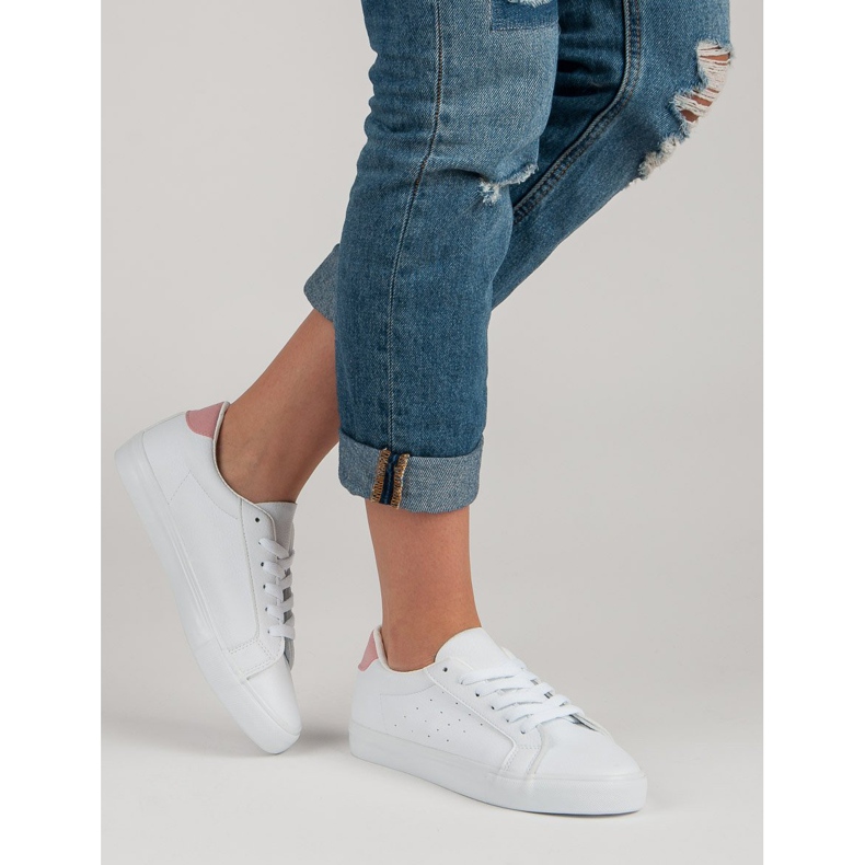 Scarpe sportive bianche bianca rosa 1