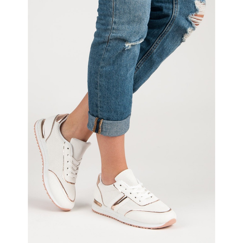 Scarpe sportive traforate bianco giallo 1